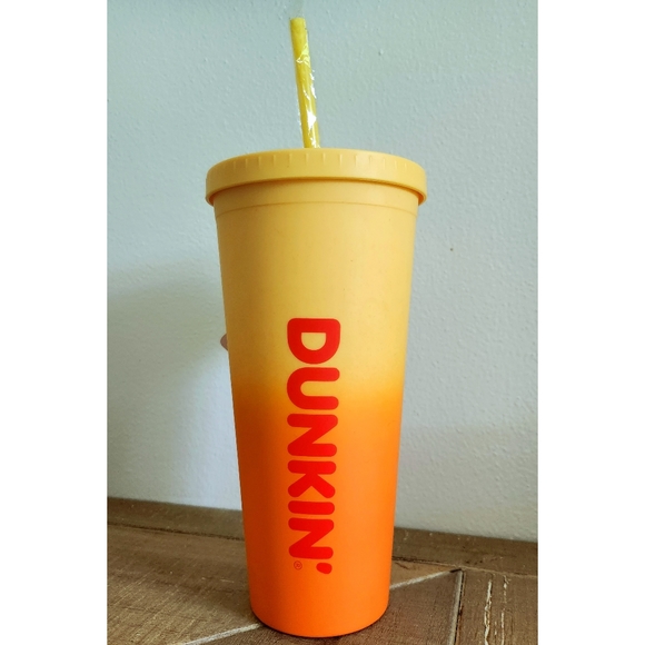 . Dunkin' Yellow/Orange Rainbow Ombre Summer Tumbler/Cold Cup - Picture 3 of 10